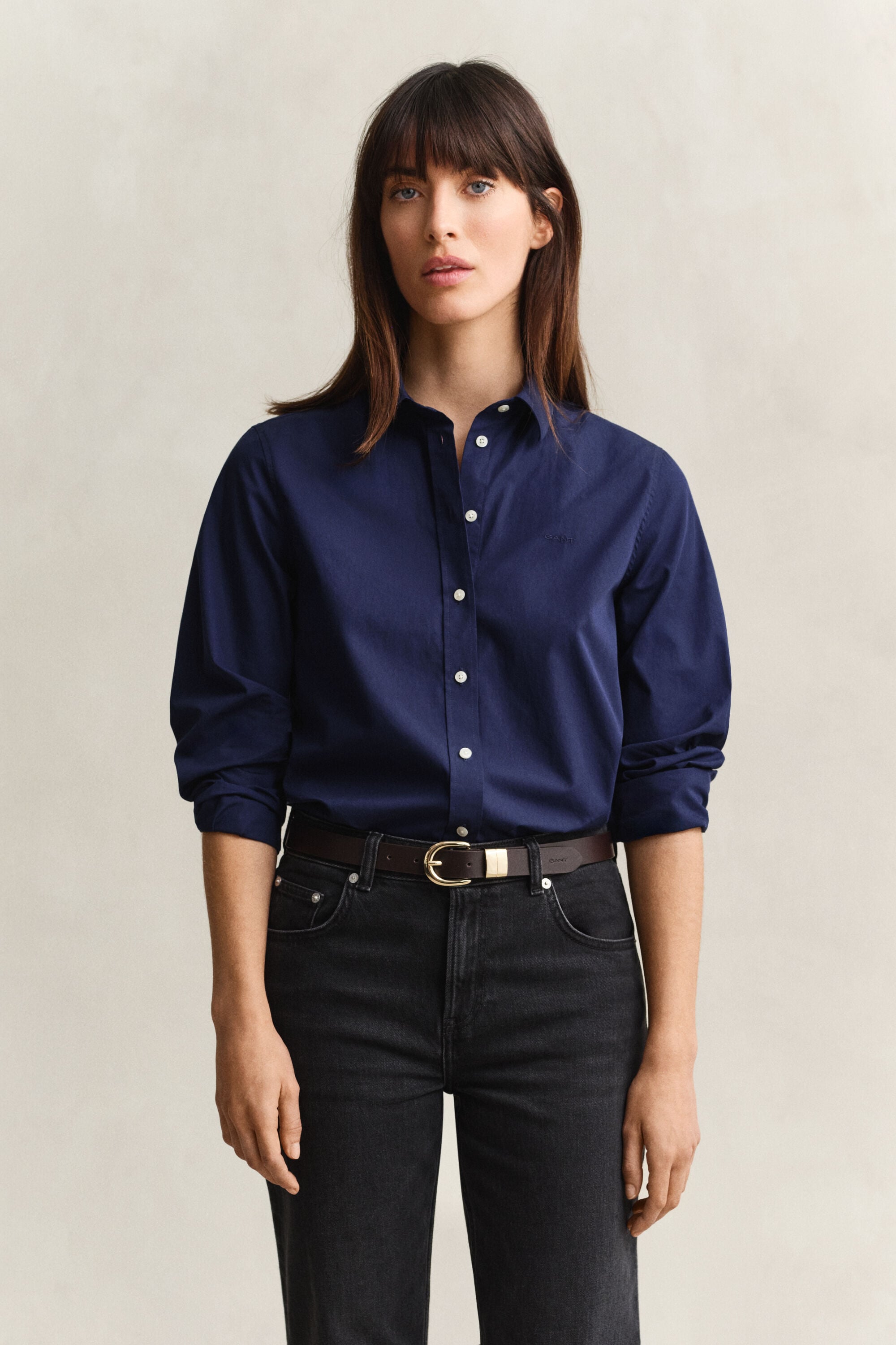 Chemise coupe regular en popeline classique