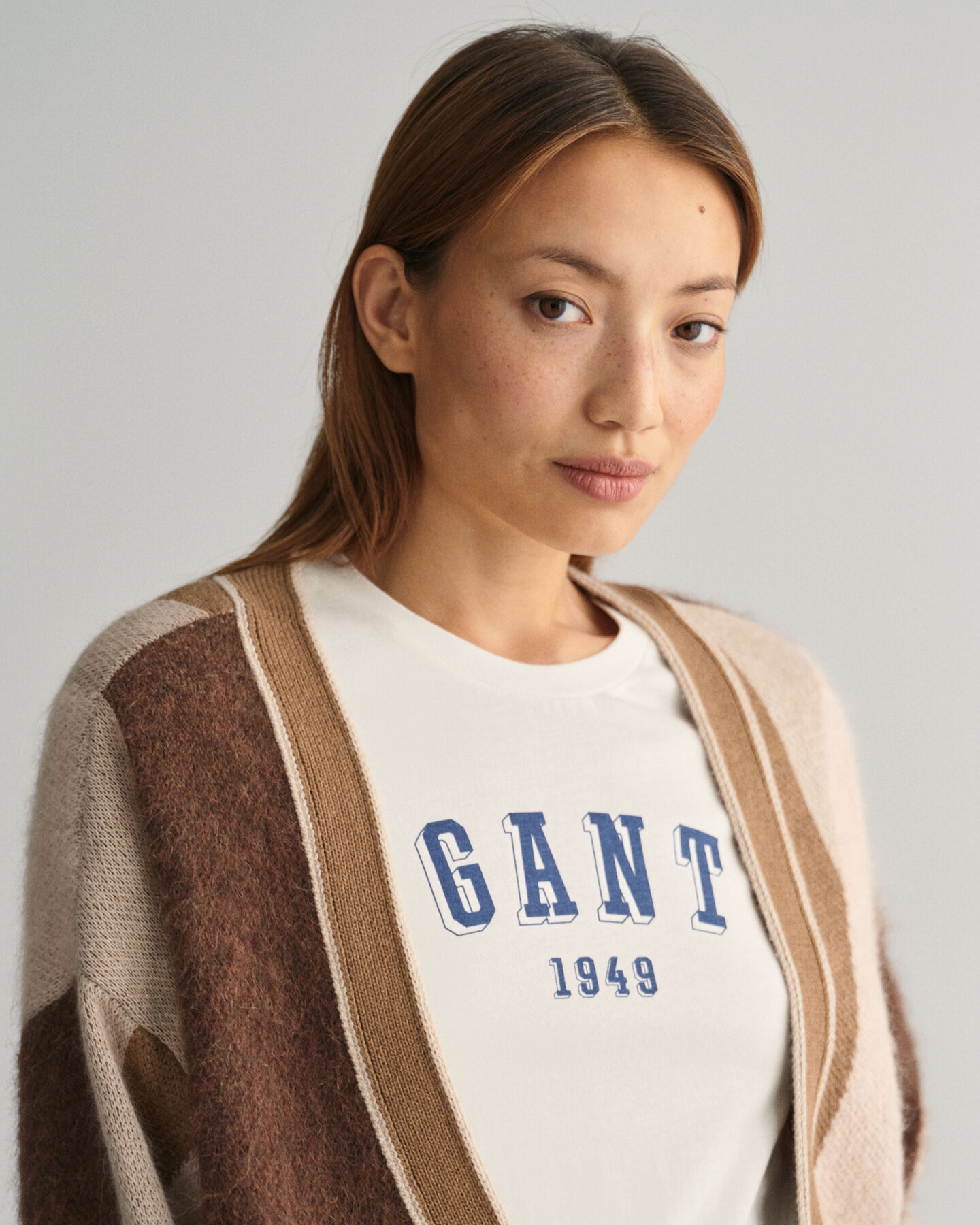 Cardigan en intarsia &agrave; imprim&eacute; Letters