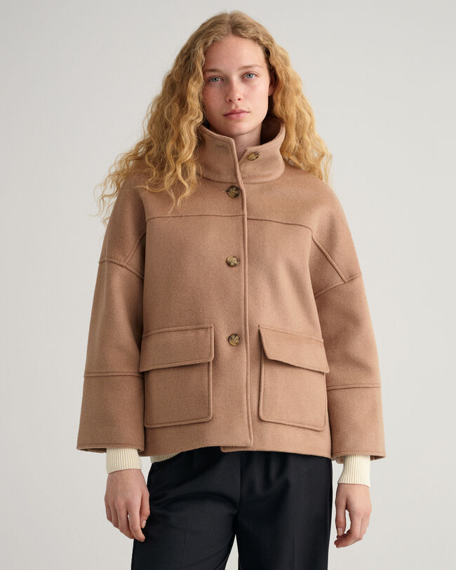 Veste courte en laine m&eacute;lang&eacute;e