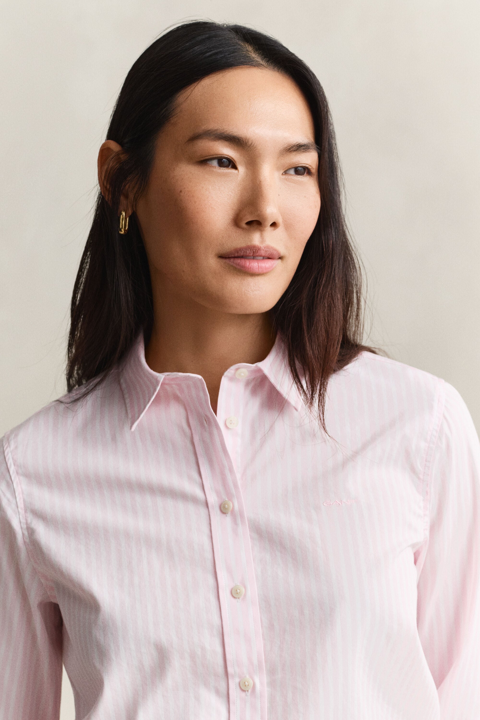 Chemise classique coupe regular en popeline à rayures