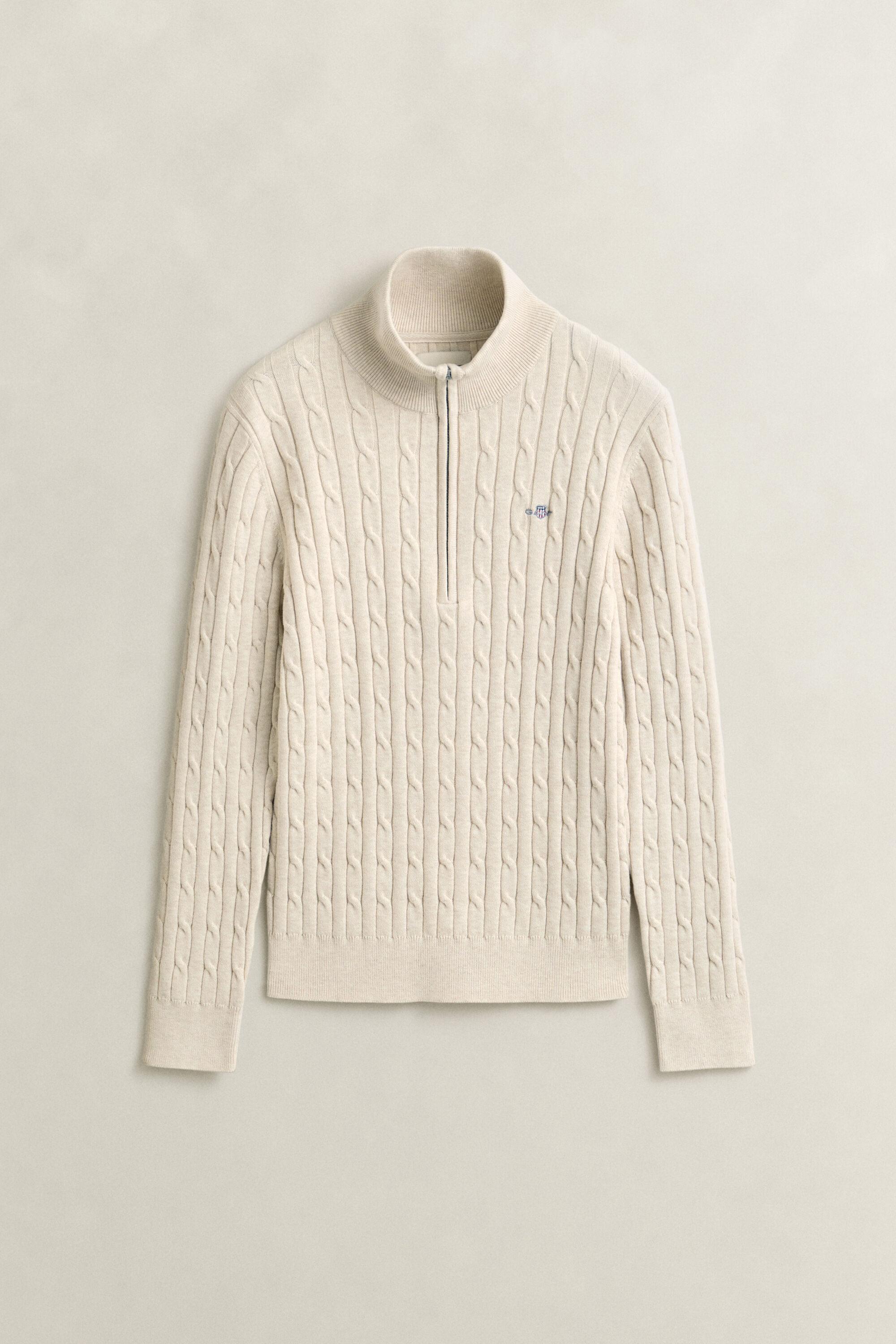 Pull à demi-zip en maille de coton torsadée stretch