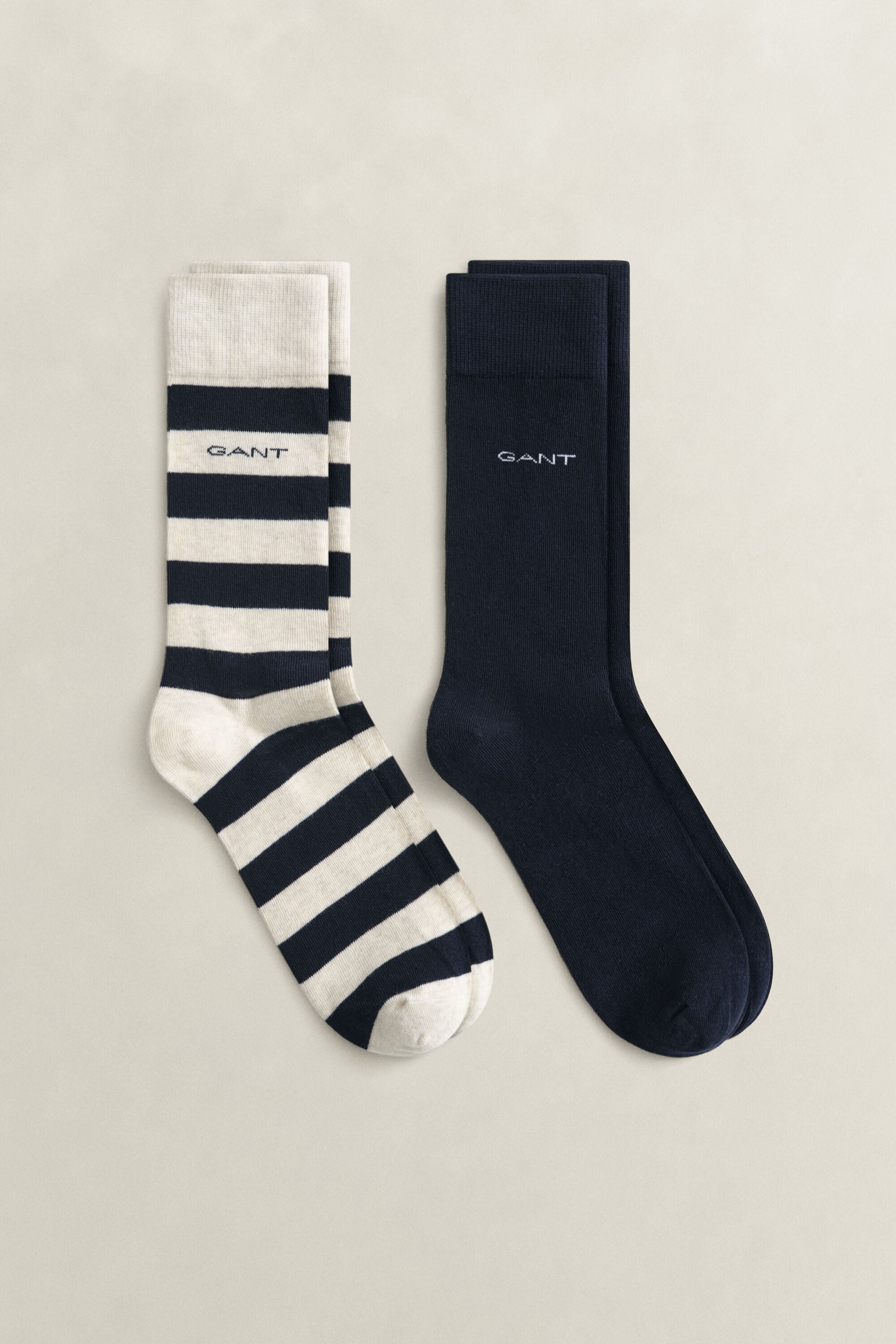 Lot de 2 paires de chaussettes unies et à larges rayures