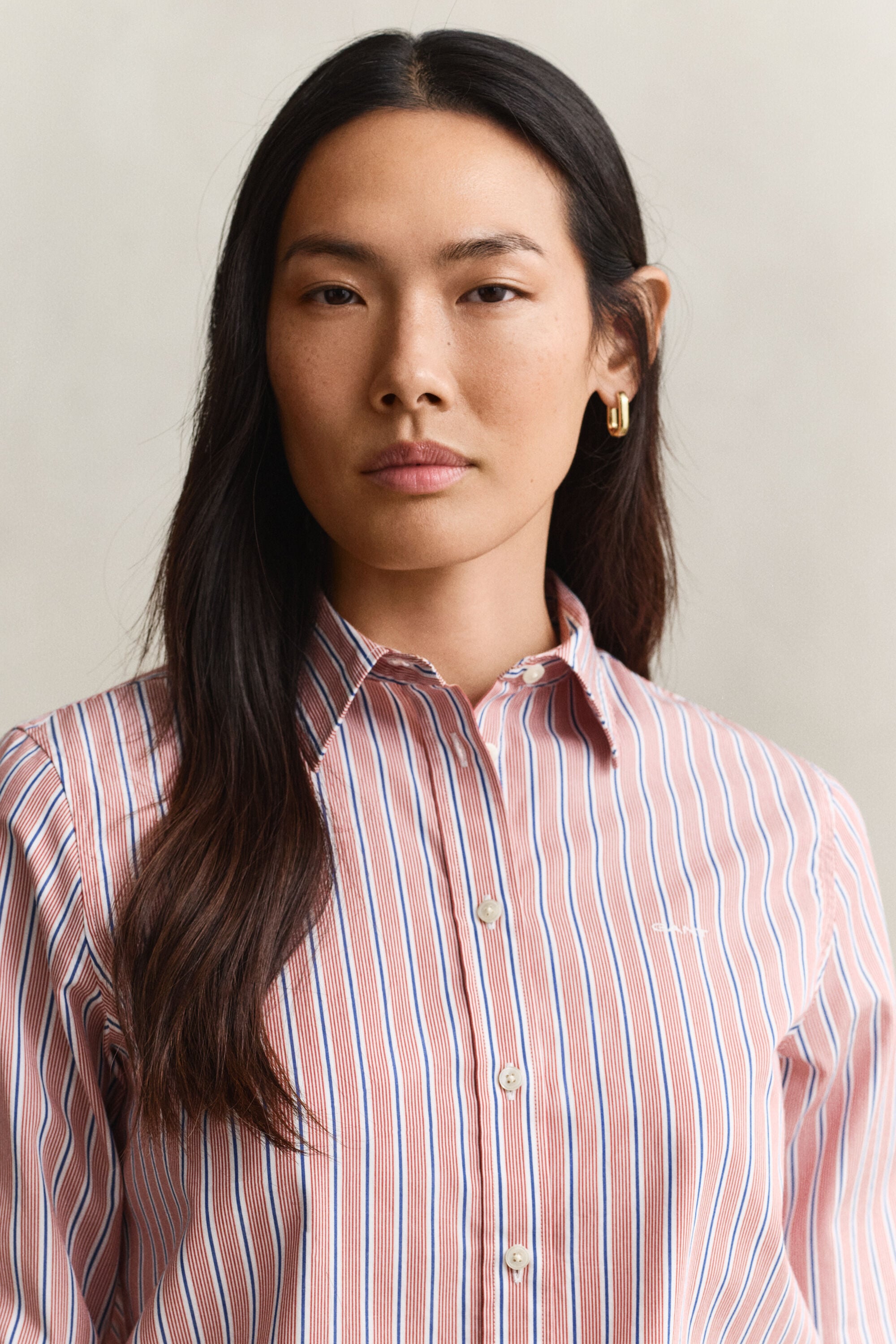 Chemise classique coupe regular en popeline à rayures