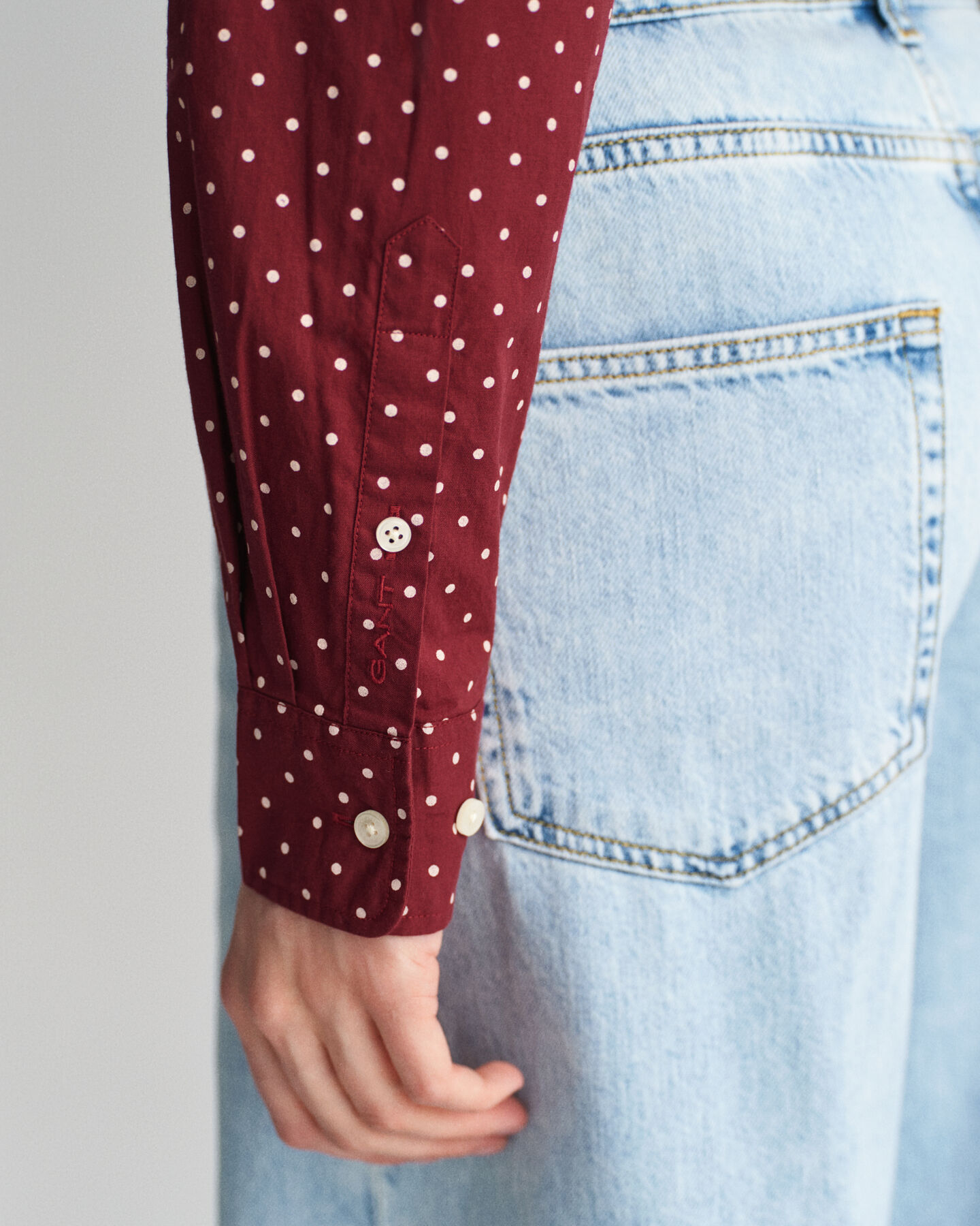 Chemise regular fit en voile de coton &agrave; imprim&eacute; pois