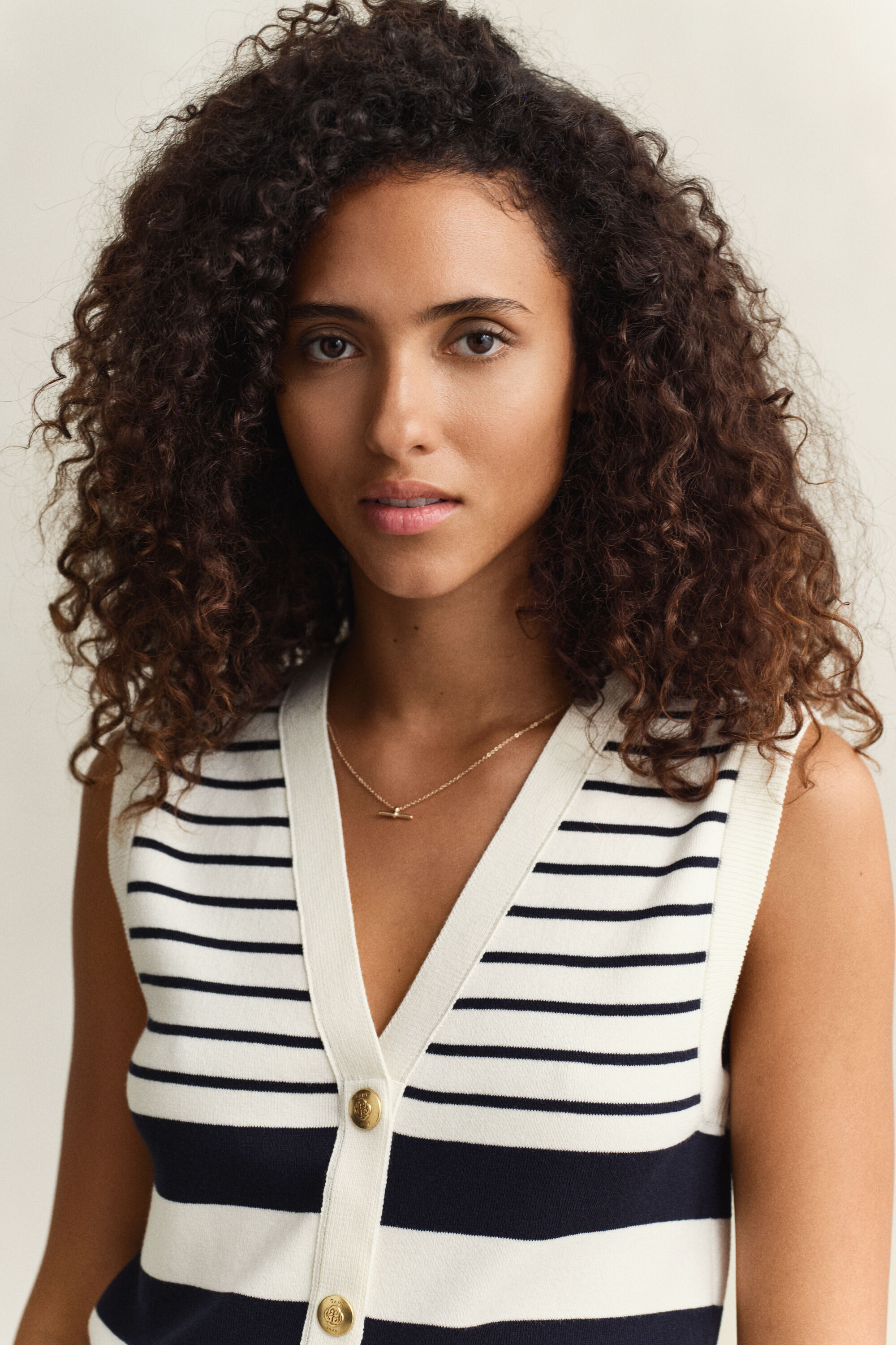 Gilet sans manches en maille à rayures