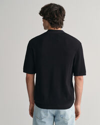 Pull fa&ccedil;on polo &agrave; maille ouverte