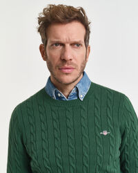 Pull col rond en maille de coton torsadée