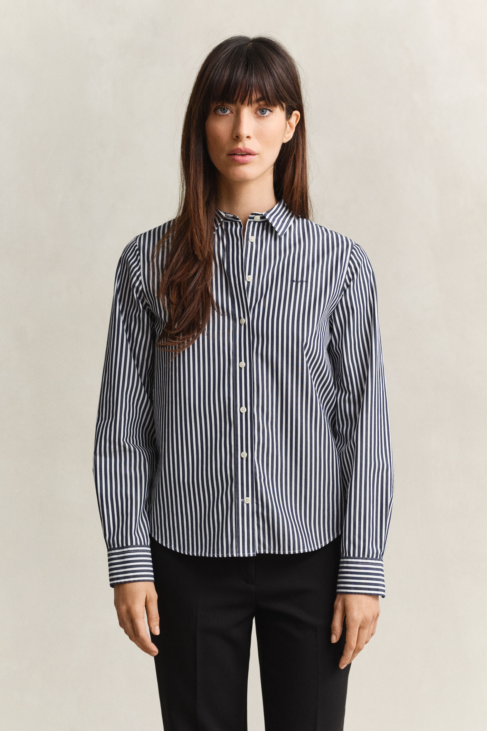 Chemise regular en popeline à rayures classique