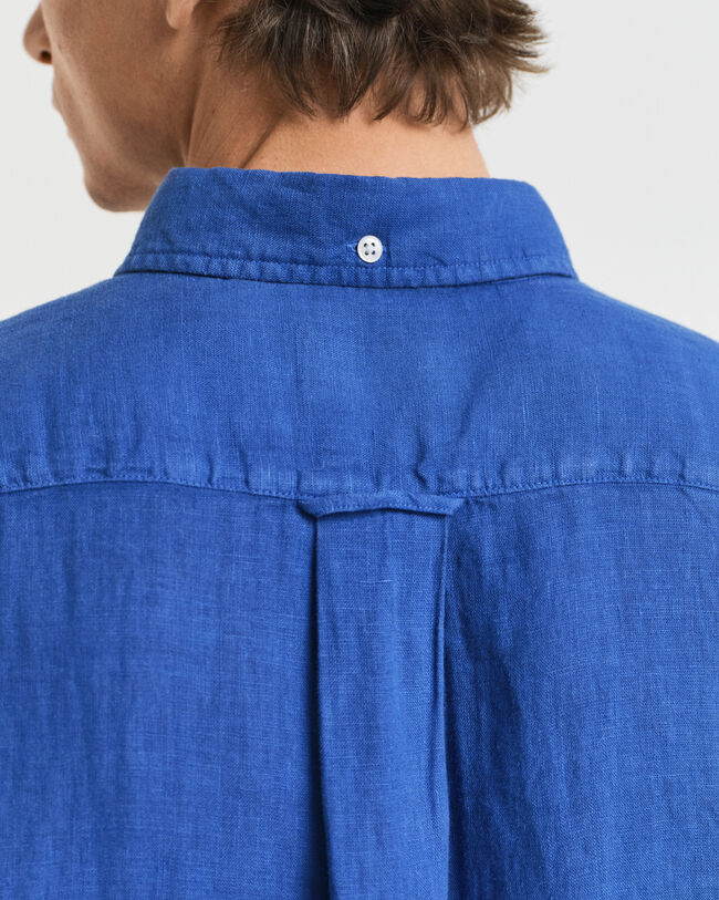 Chemise regular fit en lin teint en pièce à manches courtes