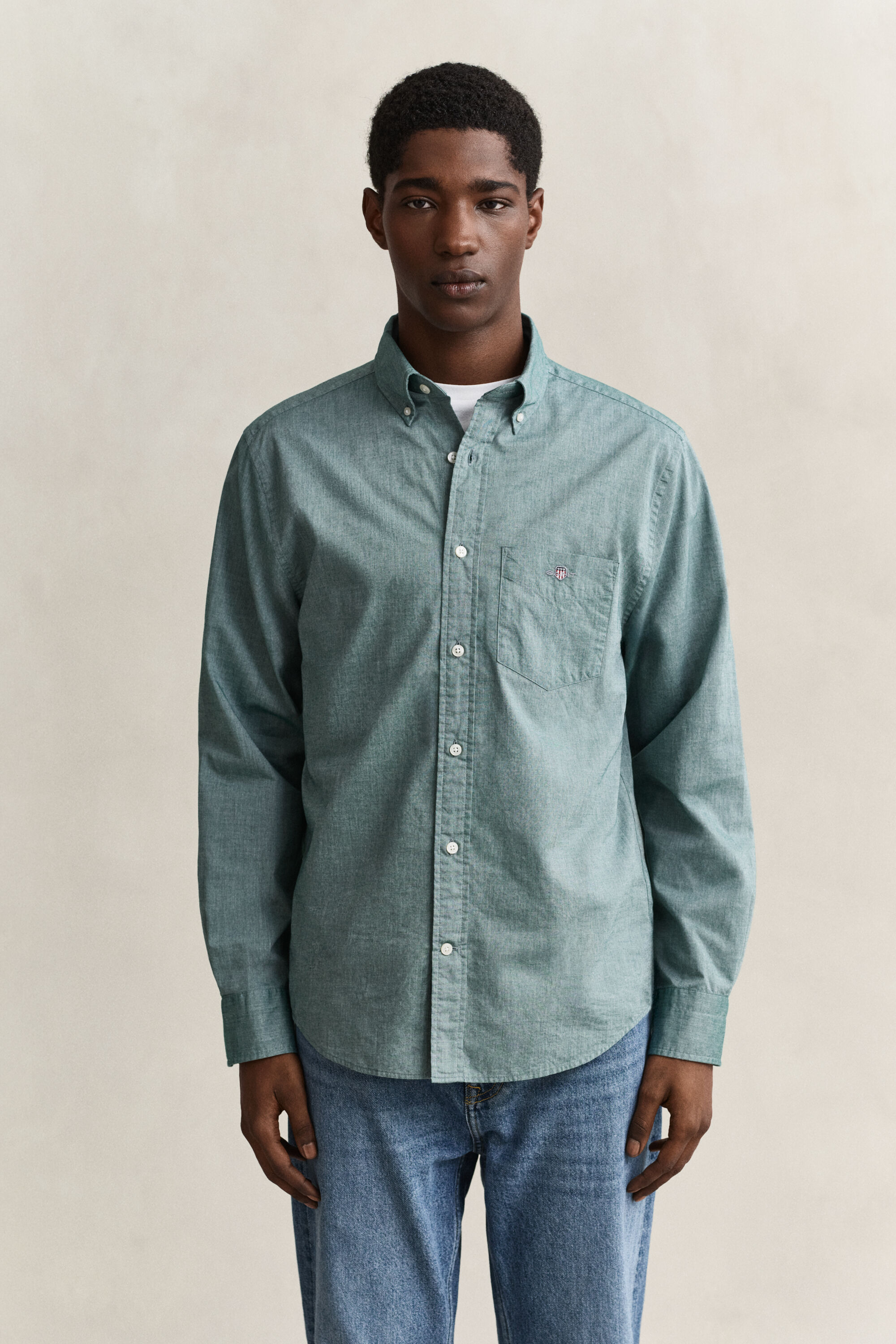 Chemise coupe regular en popeline classique