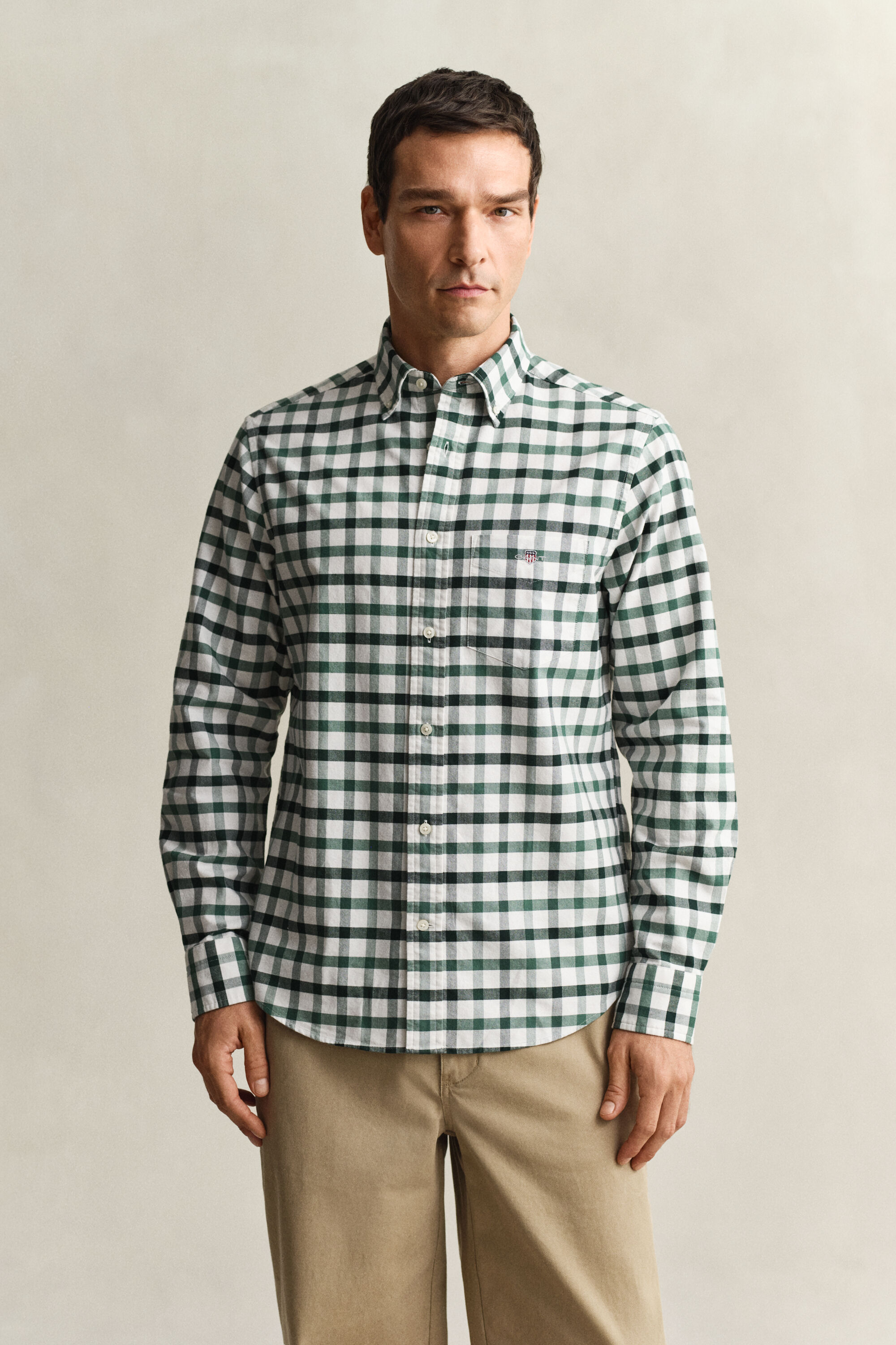 Chemise coupe regular en coton Oxford à carreaux