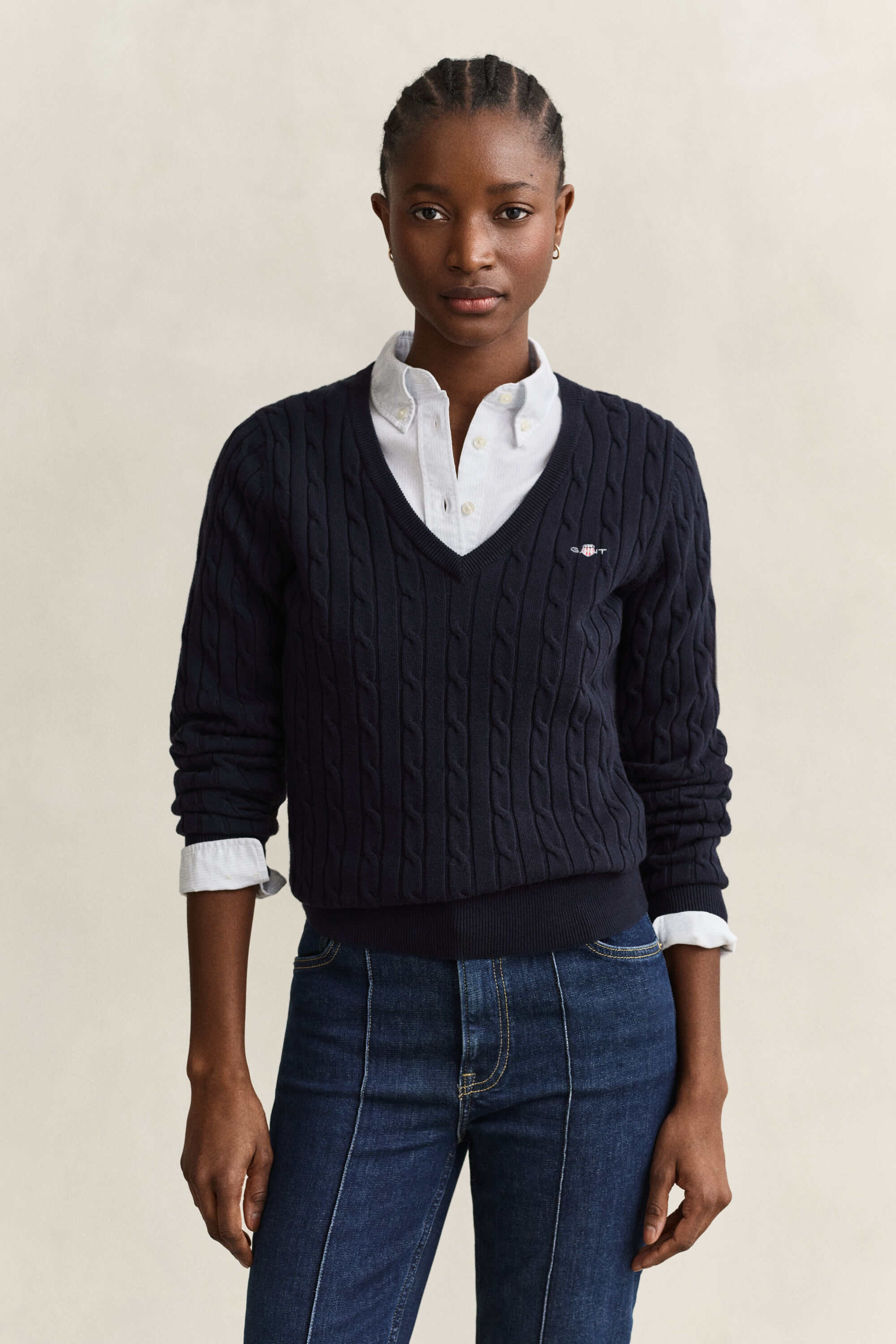 Pull en maille torsadée classique