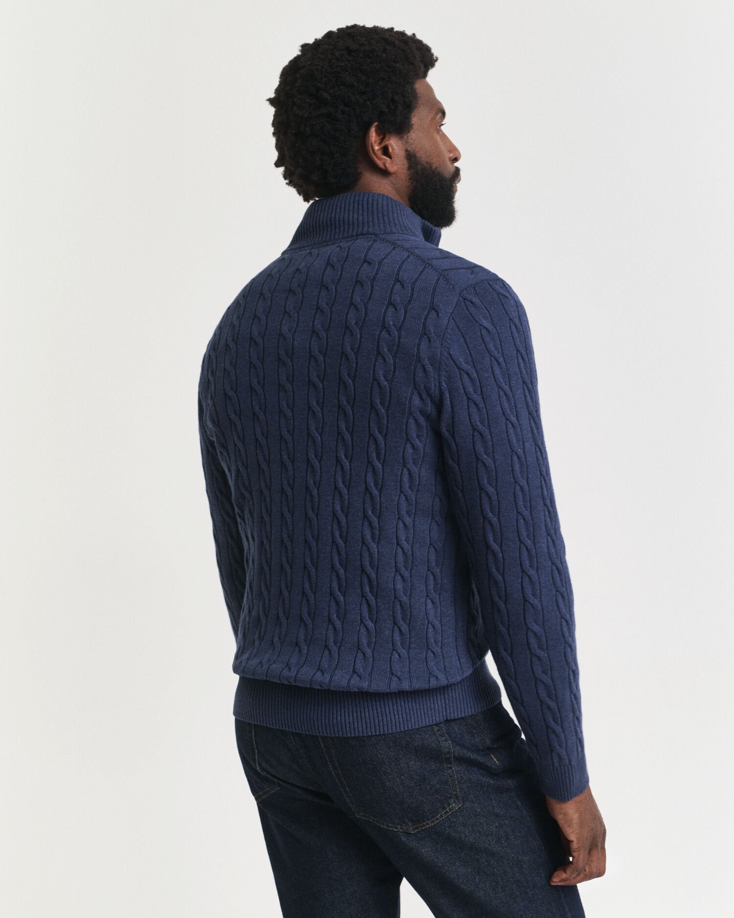 Pull à demi-zip en maille de coton torsadée