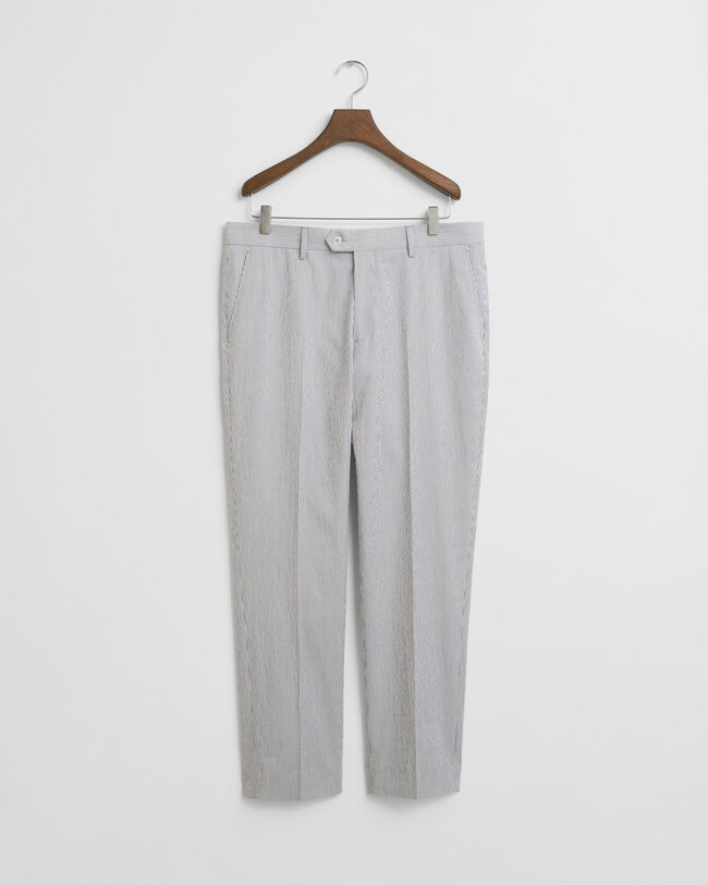 Pantalon de costume coupe slim fusel&eacute;e en seersucker