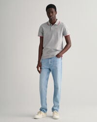 Polo en coton piqu&eacute; avec liser&eacute; contrast&eacute;