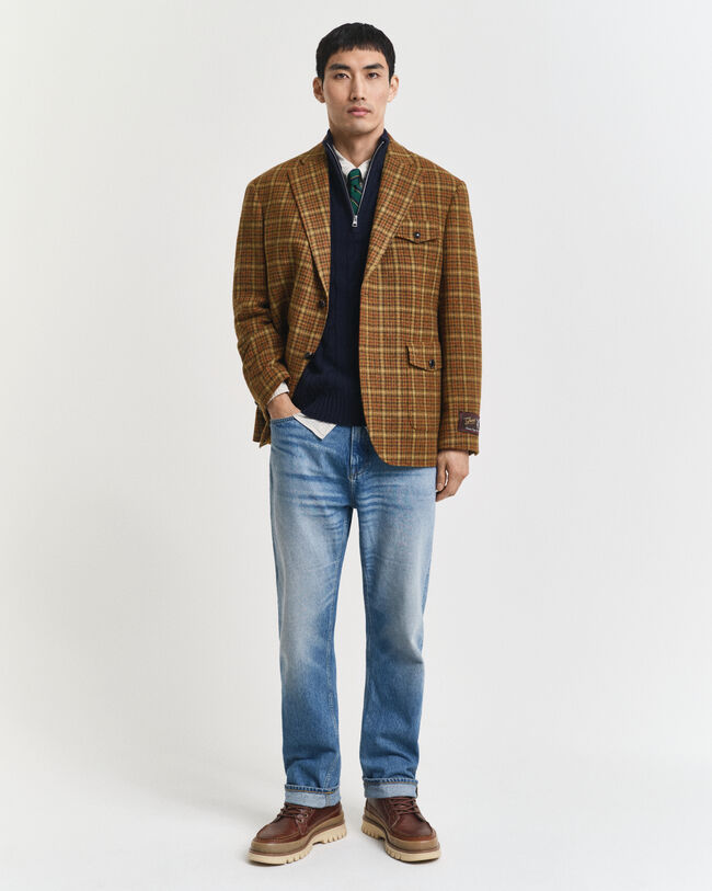 Pull à demi-zip en maille de laine d'agneau à torsades