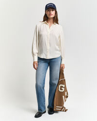 Chemise regular fit en satin &agrave; rayures