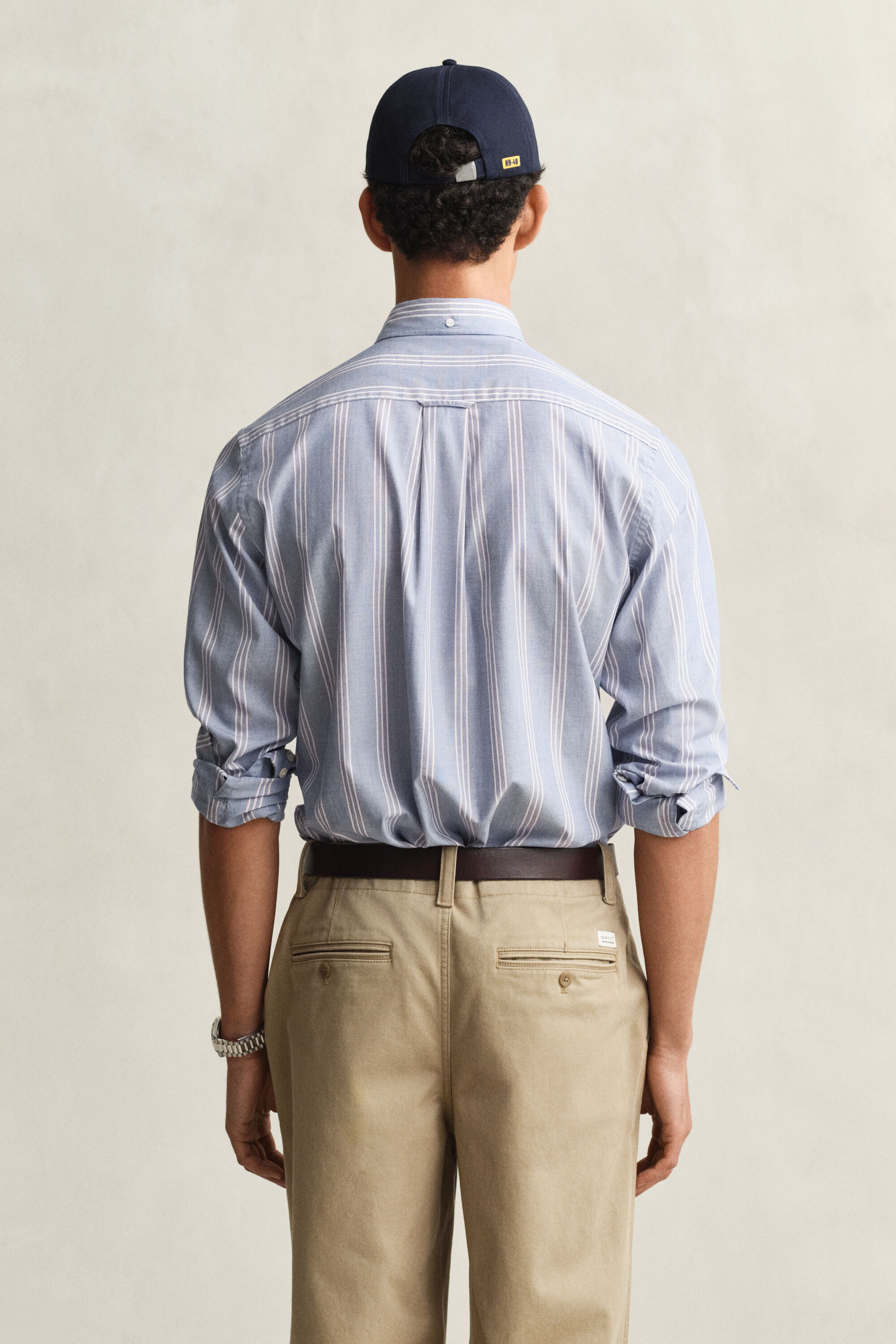 Chemise coupe regular en popeline à rayures en fil-à-fil