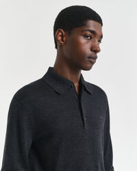 Pull façon polo en laine mérinos extrafine