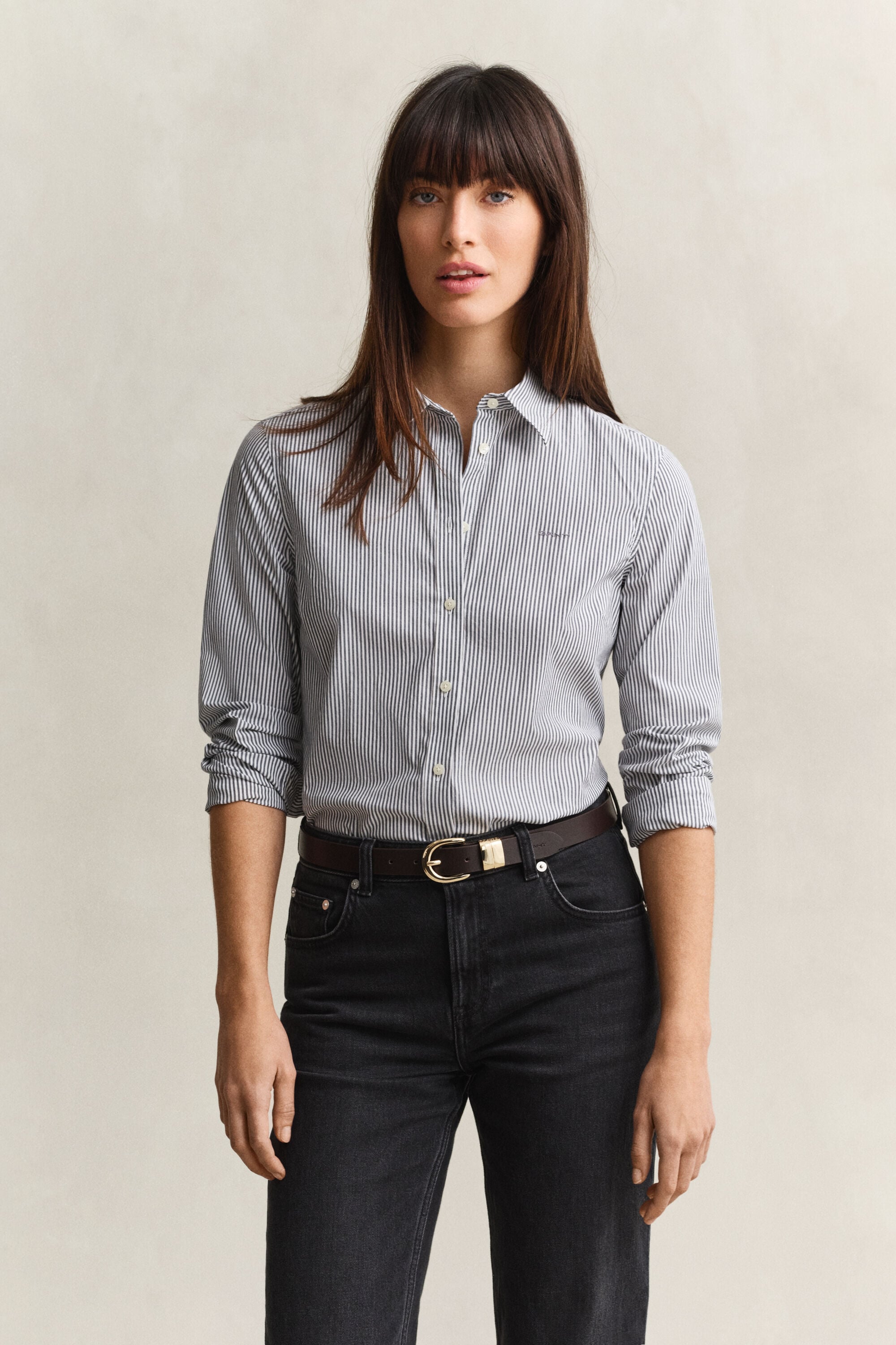 Chemise en popeline à rayures