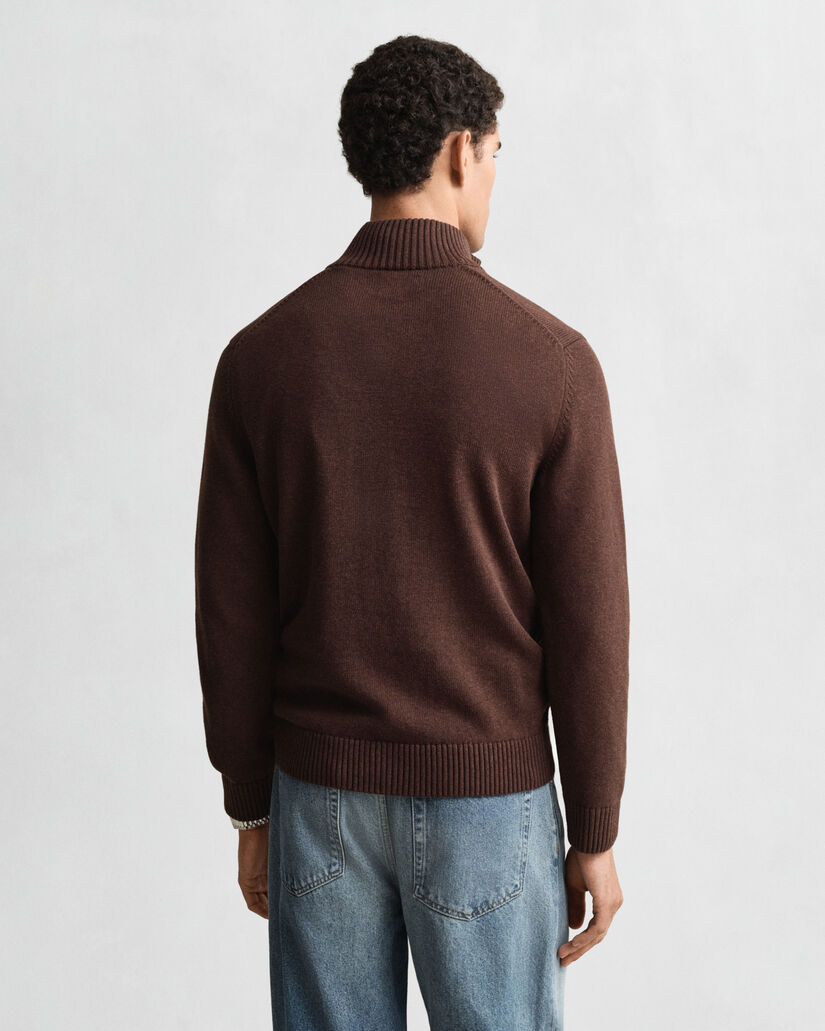 Pull en coton décontracté à demi-zip