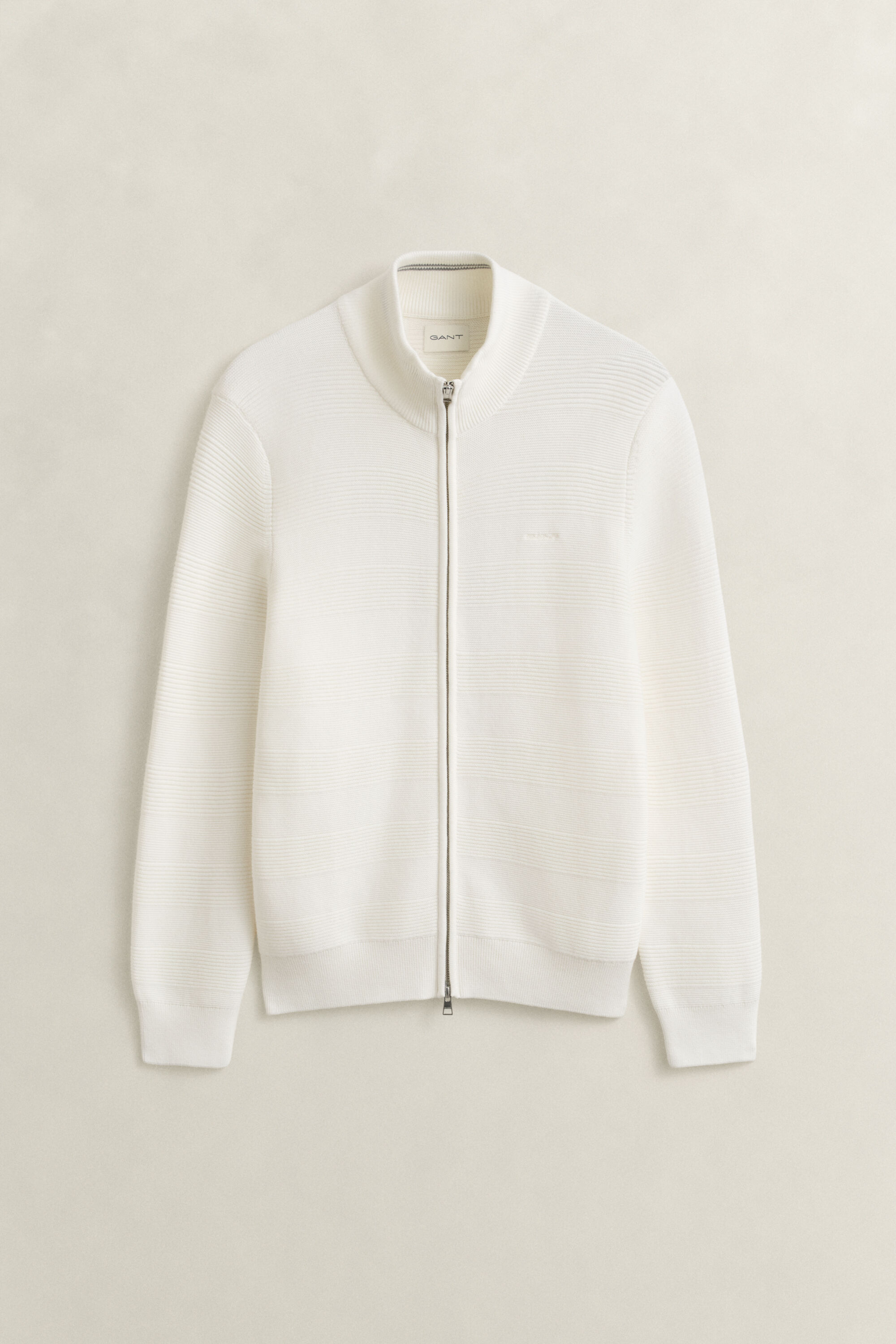 Cardigan zippé en coton texturé