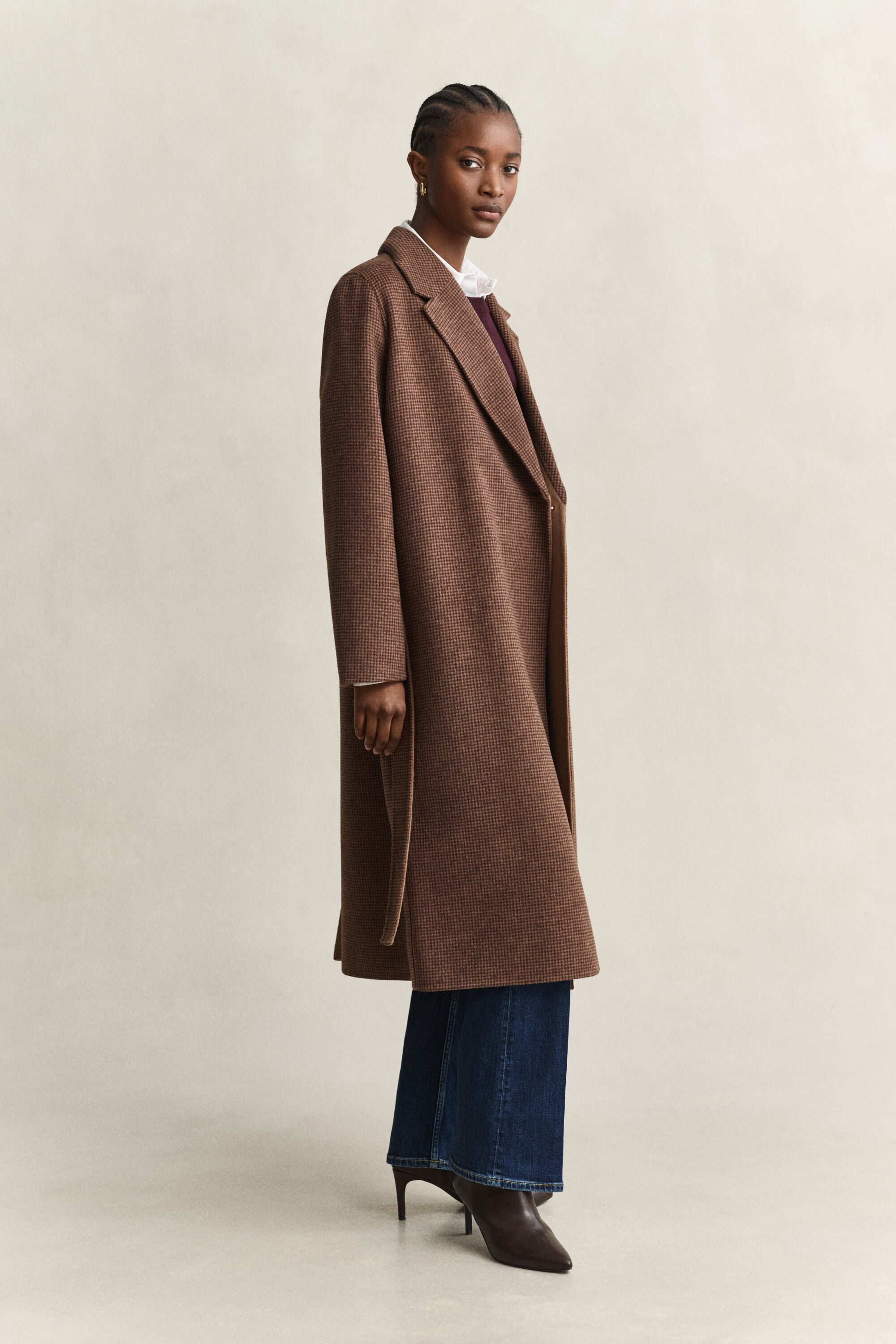 Manteau cousu main avec ceinture