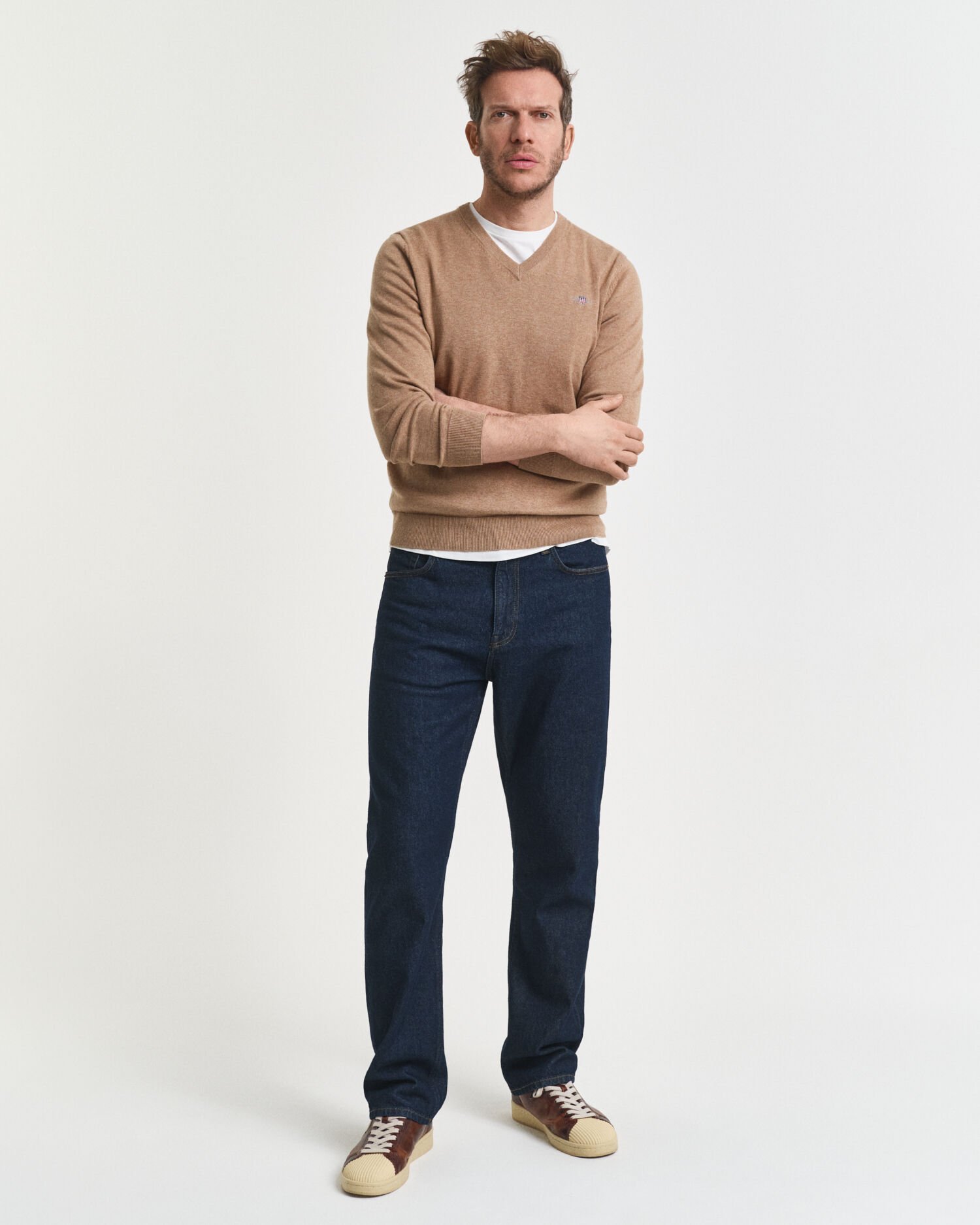 Pull col V en coton classique