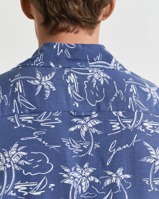 Chemise coupe décontractée à imprimé île tropicale