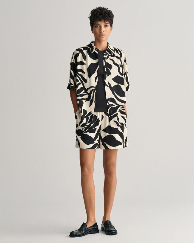 Chemise relaxed fit à manches courtes Palm Print