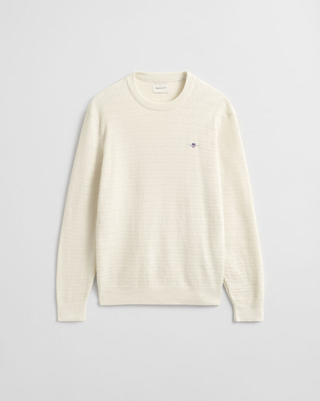 Pull col rond en maille torsadée