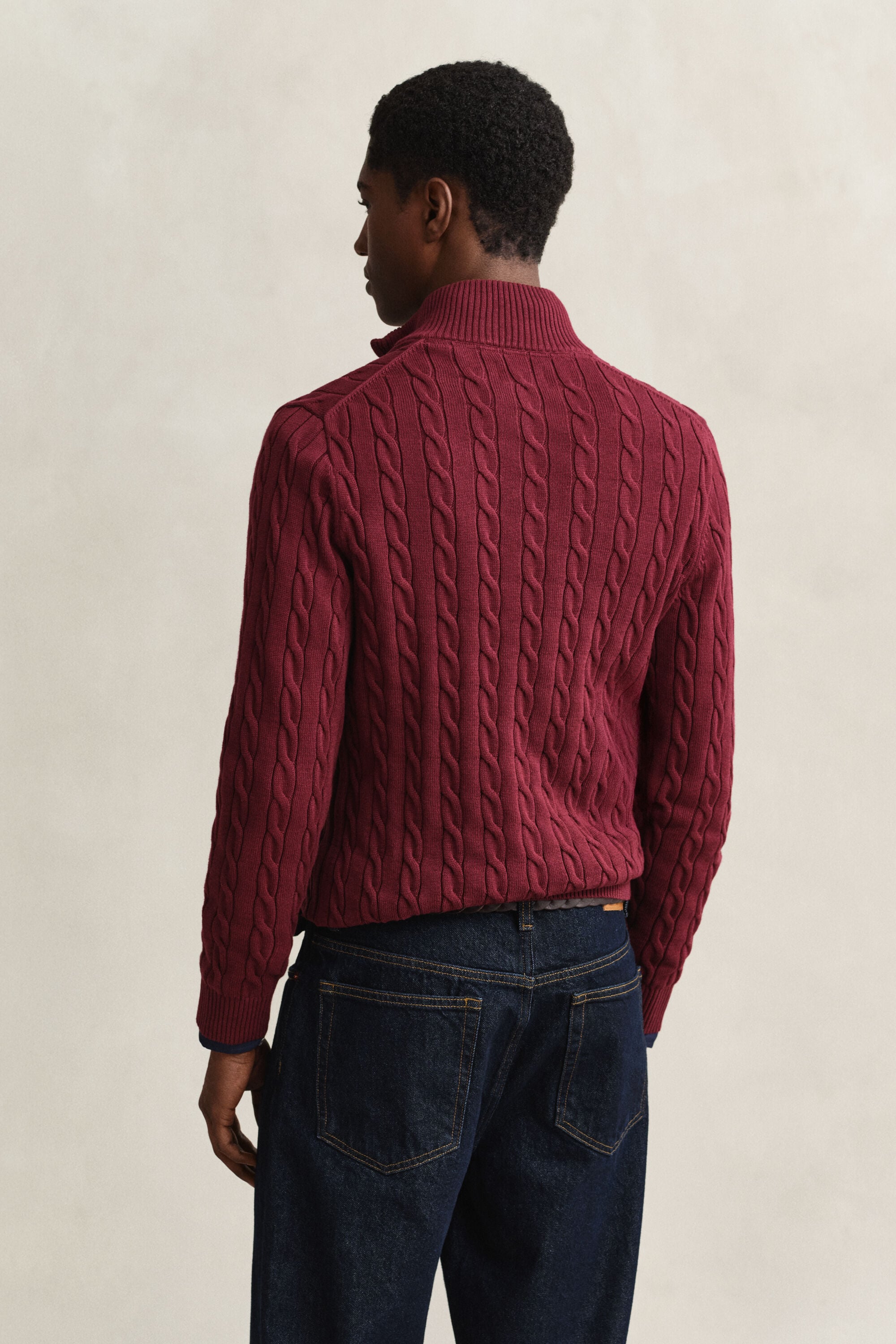 Pull à demi-zip en maille de coton torsadée