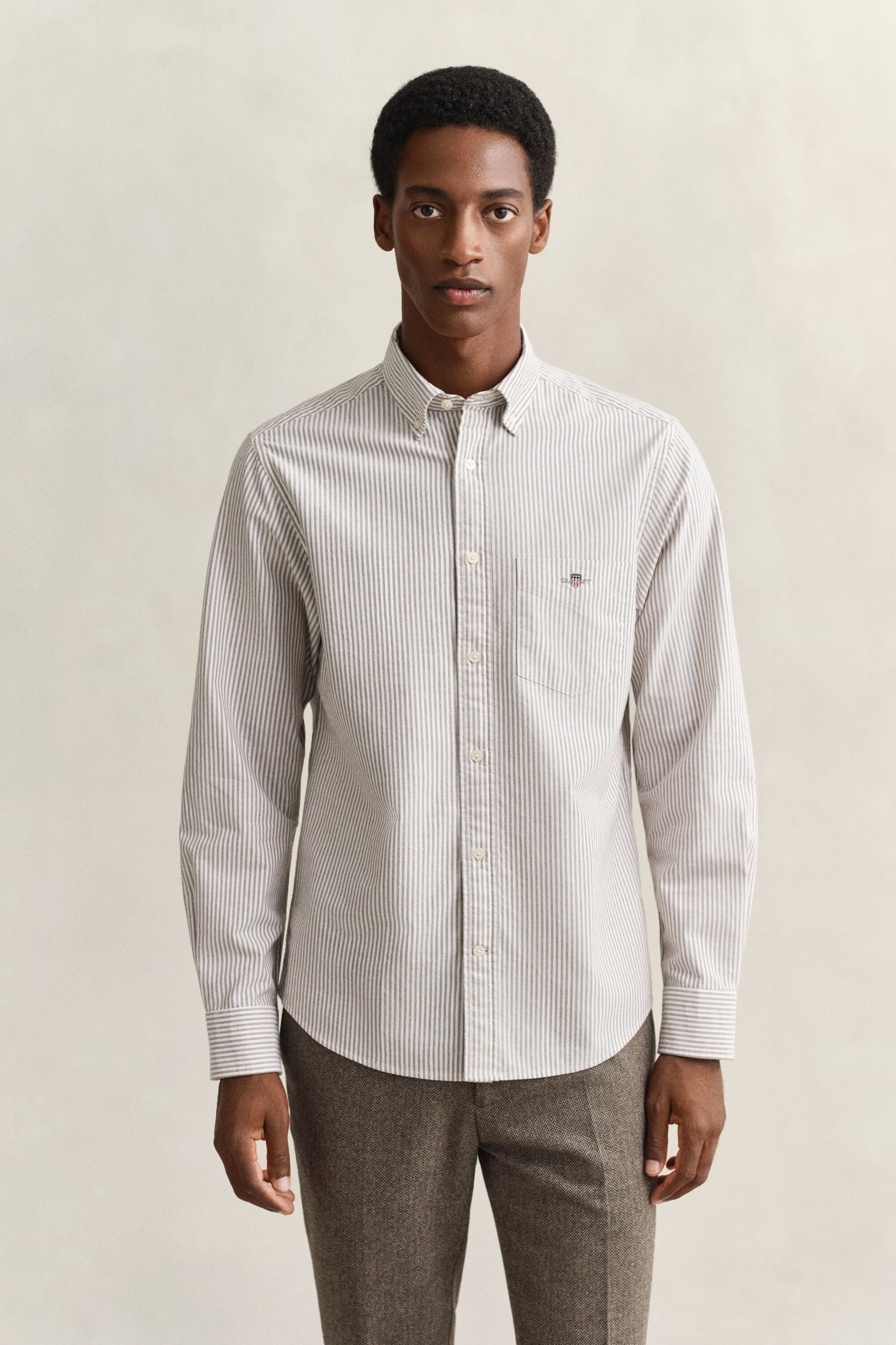 Chemise en coton Oxford classique à rayures Banker