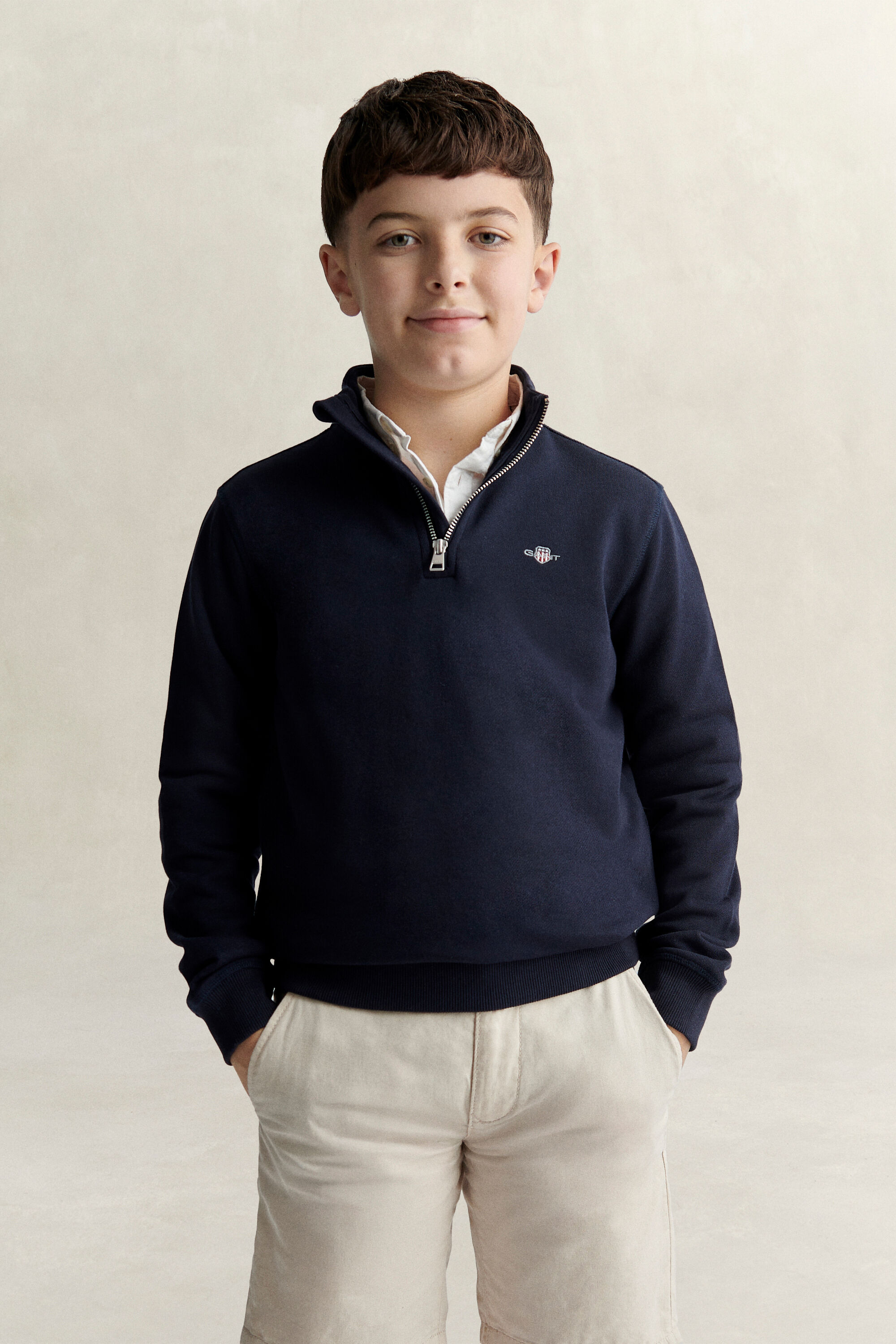 Sweat-shirt à demi-zip avec écusson Ado Garçon