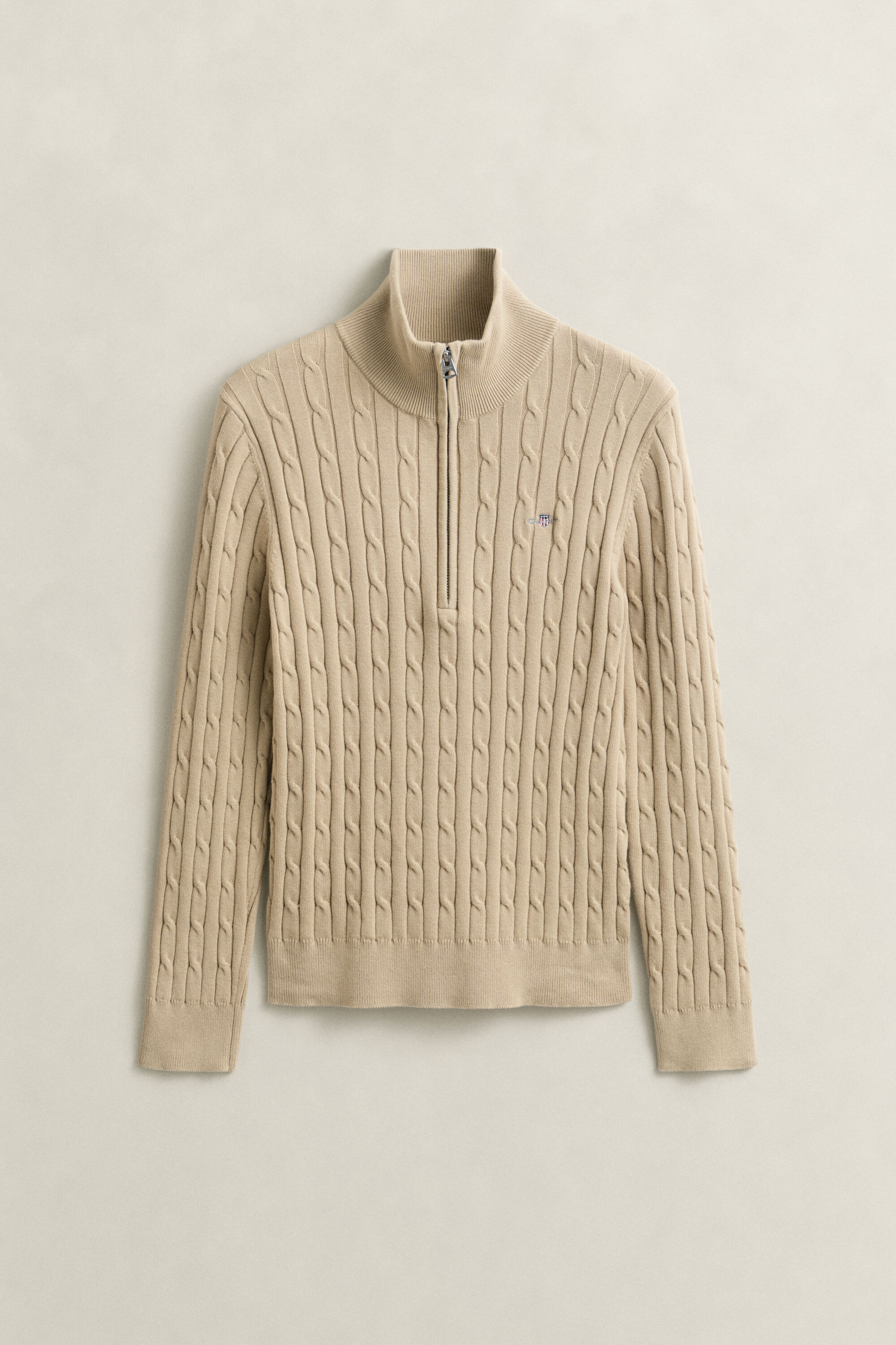 Pull à demi-zip en maille torsadée