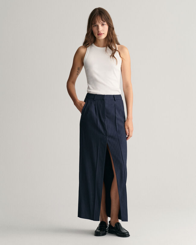 Jupe longue plissée à rayures tennis