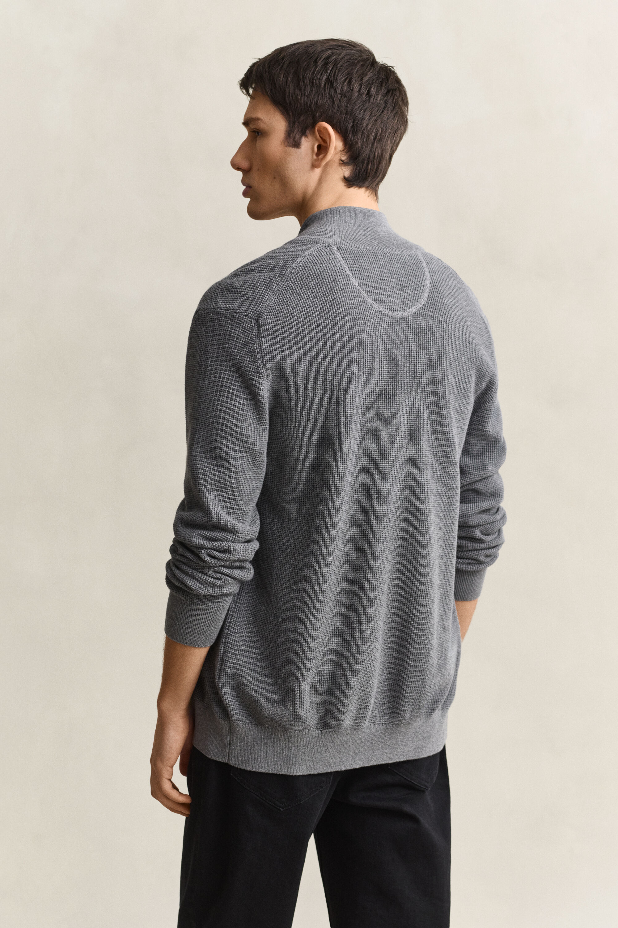 Cardigan zippé en coton texturé
