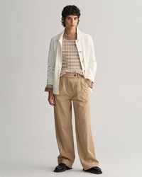 Pull ras du cou en coton c&ocirc;tel&eacute; &agrave; rayures