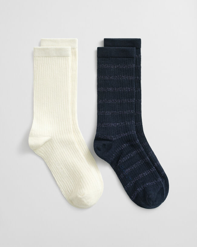 Coffret cadeau de 2 paires de chaussettes à rayures métallisées