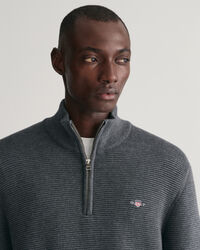 Pull &agrave; demi-zip en coton Textured