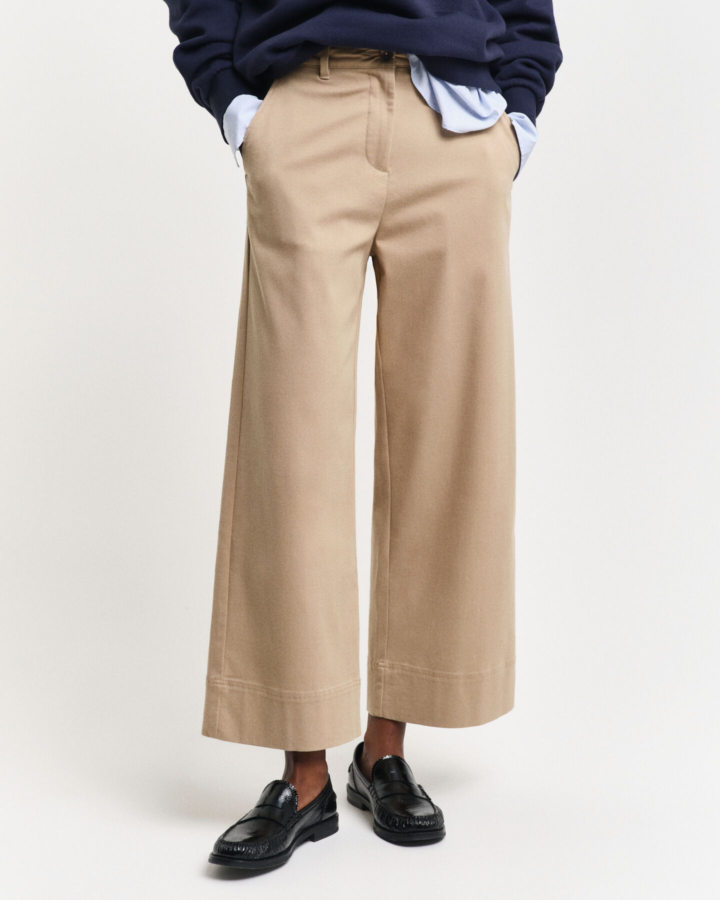 Pantalon court jambes larges en coton