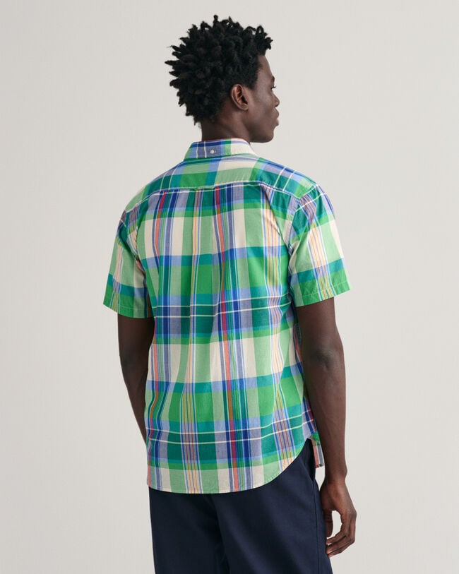 Chemise regular fit &agrave; manches courtes et carreaux madras