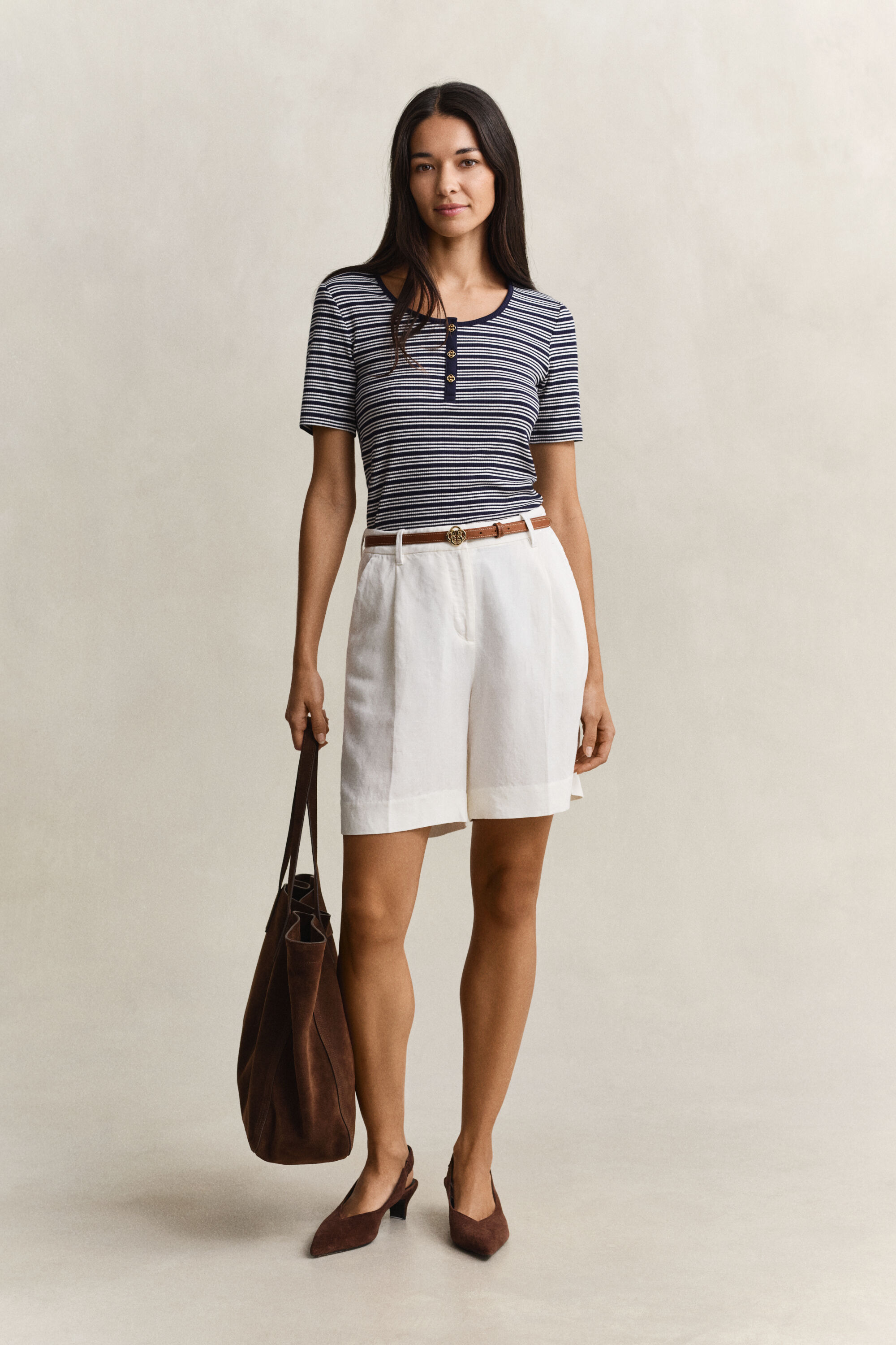 Haut côtelé à col tunisien