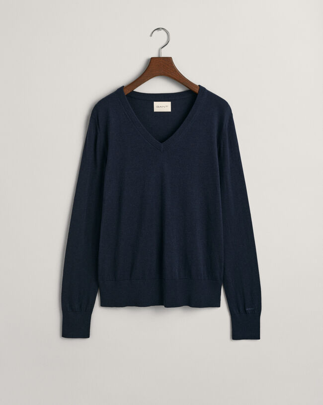 Pull col V en maille fine