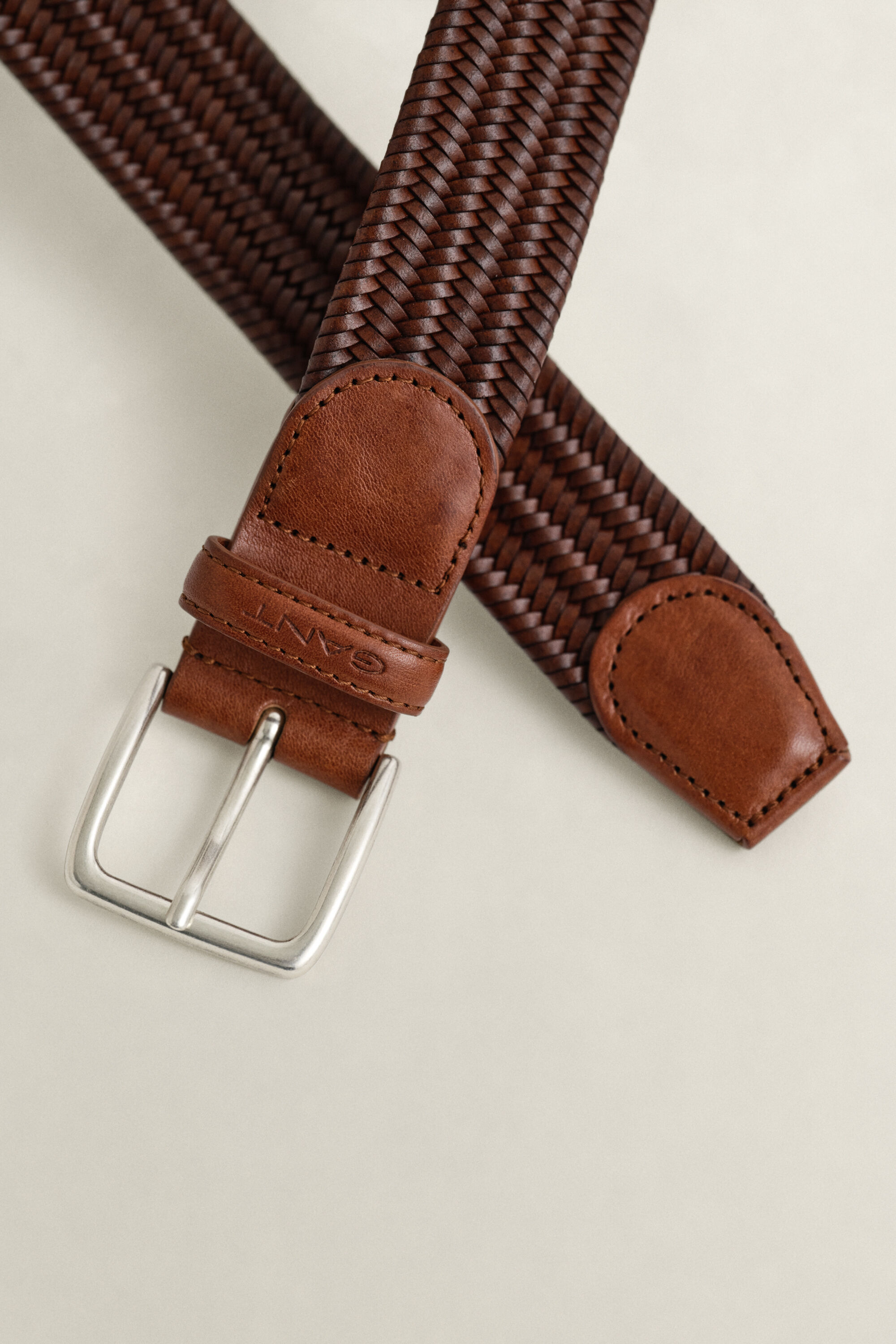 Ceinture élastique en cuir tressé