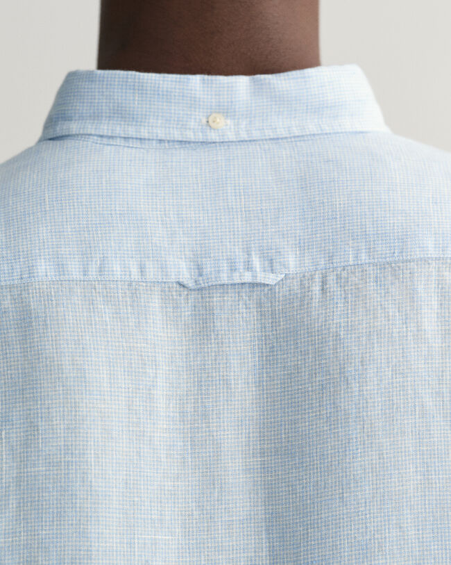 Chemise slim fit en lin &agrave; motif pied-de-poule