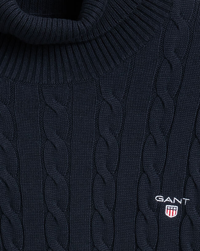 Pull col roul&eacute; en coton &agrave; torsades