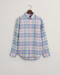 Chemise en lin &agrave; carreaux madras regular fit
