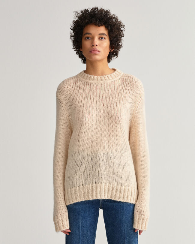 Pull ras du cou en mohair unie