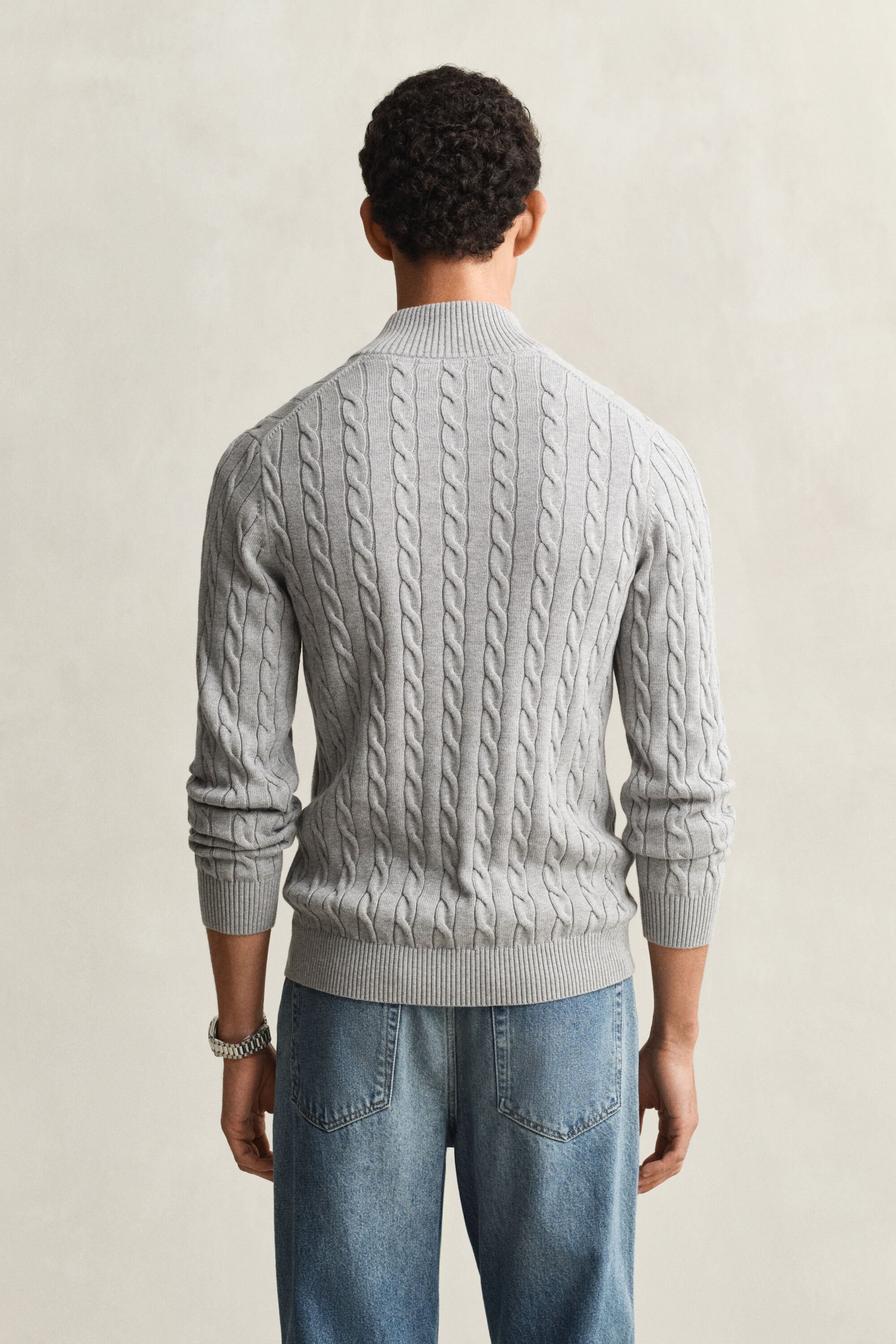 Pull à demi-zip en maille de coton torsadée
